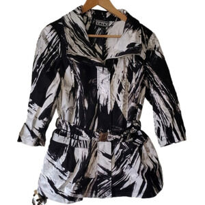 Berek small Vintage 3/4 Sleeve Art Jacket Small Black and White abstract belt